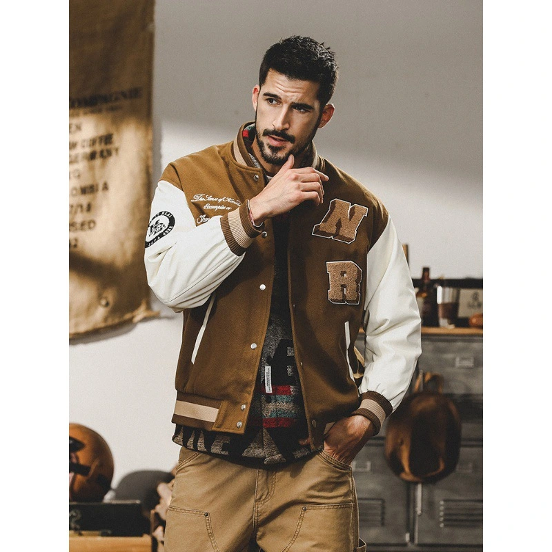 GrogeousBen  Men's American heavy retro down jacket men's winter 2023 new trend brand handsome woolen baseball jacket men's coat