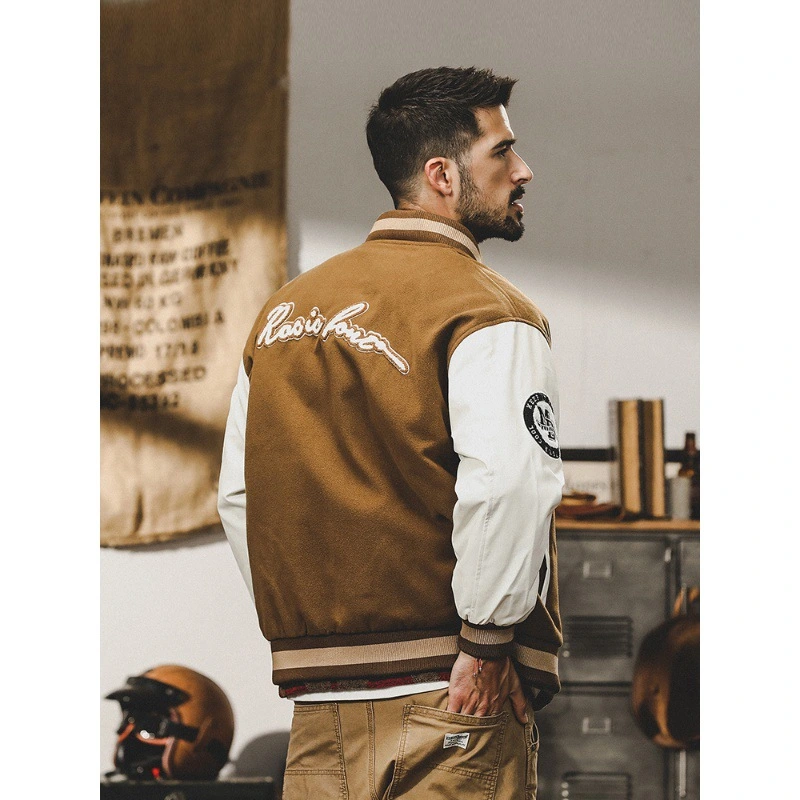 GrogeousBen  Men's American heavy retro down jacket men's winter 2023 new trend brand handsome woolen baseball jacket men's coat