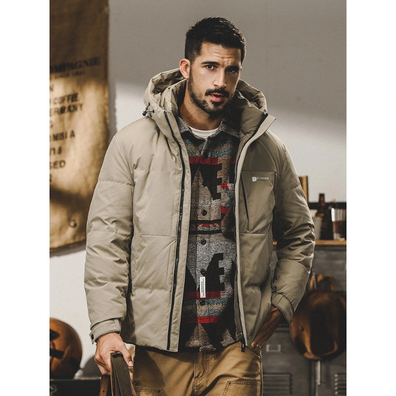 GrogeousBen  Men's New American-style hooded down jacket for men, winter outdoor warm bread jacket, new national standard duck down coat for men.