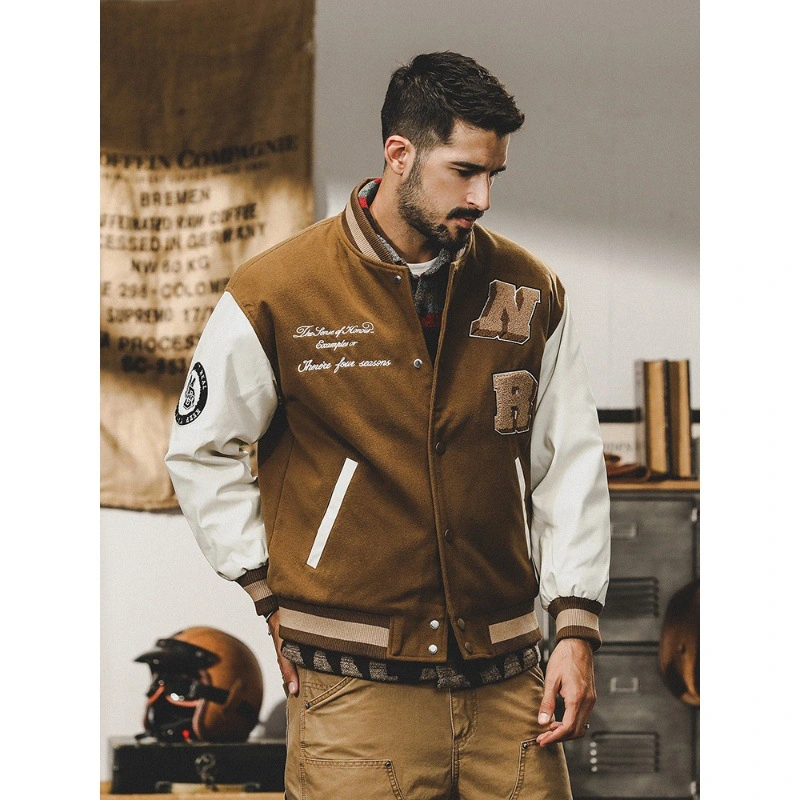 GrogeousBen  Men's American heavy retro down jacket men's winter 2023 new trend brand handsome woolen baseball jacket men's coat