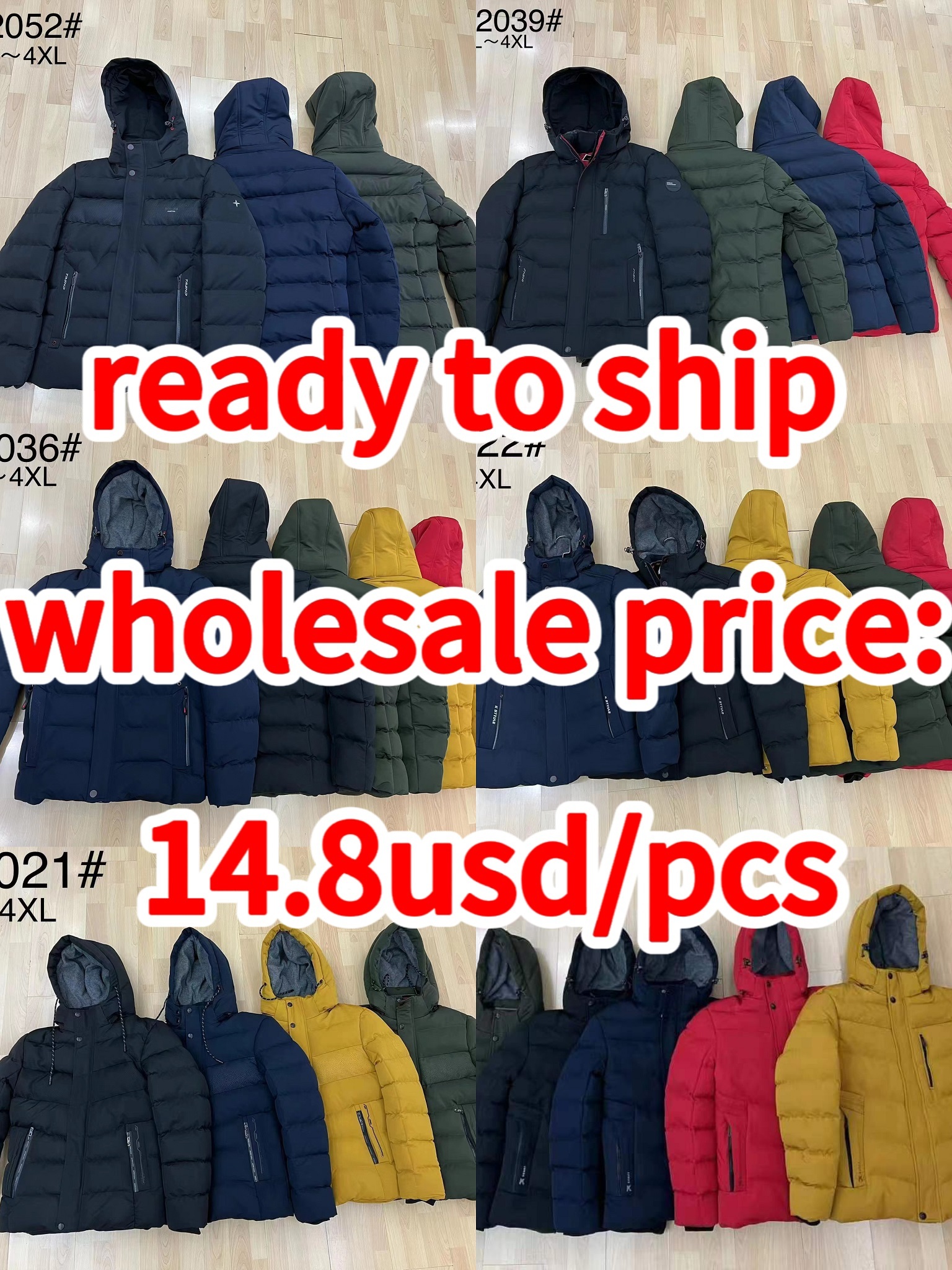 Stocks & ready to ship- Men Jacket Coats Thicken Warm Winter Windproof Jackets Casual Mens Down Parka Hooded Outwear Cotton-padded Jacket