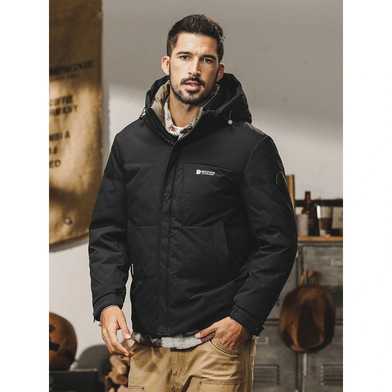 GrogeousBen  Men's New American-style hooded down jacket for men, winter outdoor warm bread jacket, new national standard duck down coat for men.