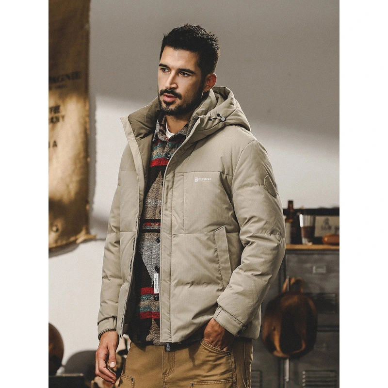 GrogeousBen  Men's New American-style hooded down jacket for men, winter outdoor warm bread jacket, new national standard duck down coat for men.