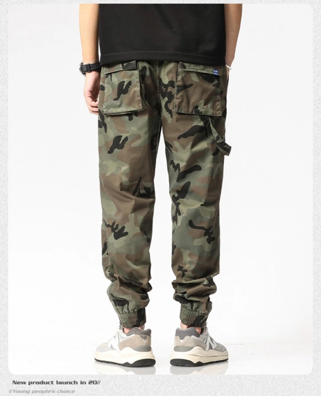 GrogeousBen  Men's Camouflage Cargo Jeans for Men High Street Fashion Loose Streetwear Minority Design Sense Men's Drawstring Jeans