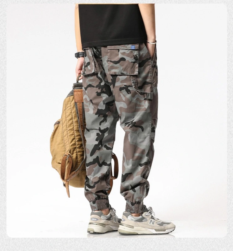 GrogeousBen  Men's Camouflage Cargo Jeans for Men High Street Fashion Loose Streetwear Minority Design Sense Men's Drawstring Jeans