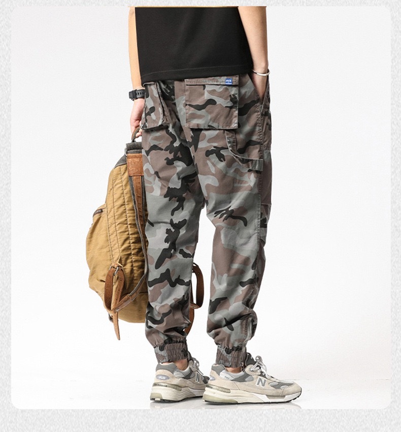 GrogeousBen  Men's Camouflage Cargo Jeans for Men High Street Fashion Loose Streetwear Minority Design Sense Men's Drawstring Jeans