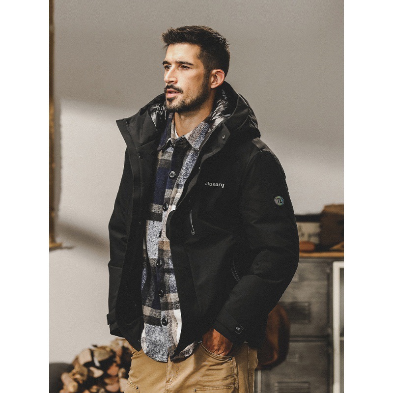 GrogeousBen  Men's Men's winter thickened American trendy new style bread coat loose duck down workwear jacket for men.