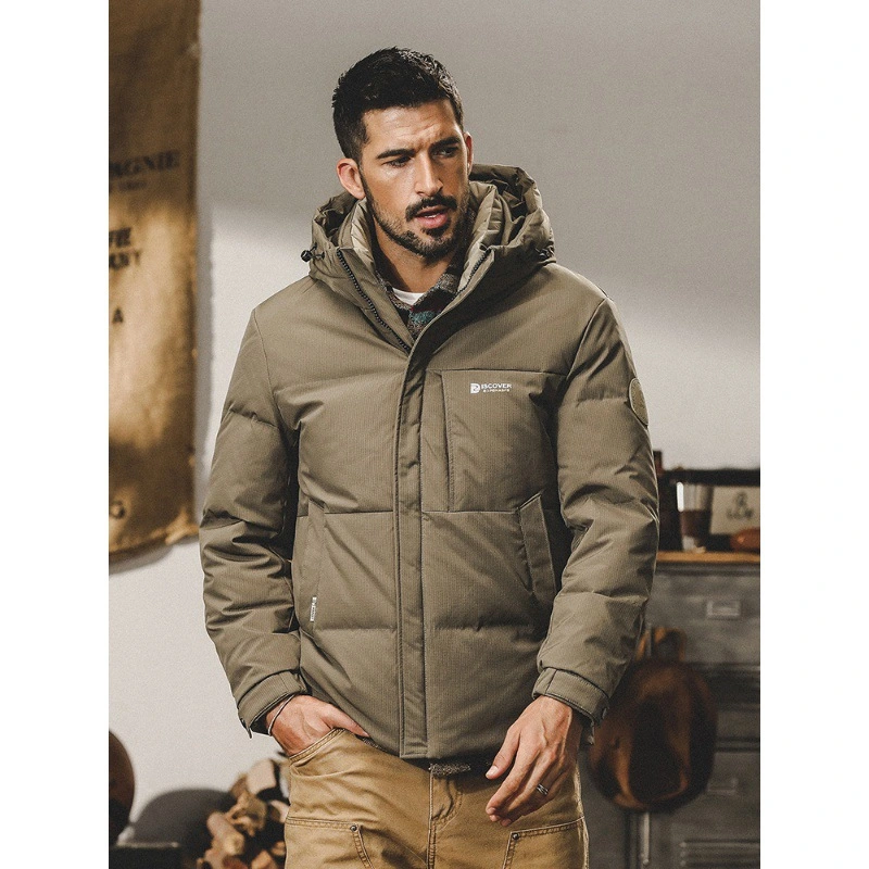 GrogeousBen  Men's New American-style hooded down jacket for men, winter outdoor warm bread jacket, new national standard duck down coat for men.