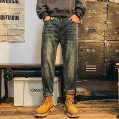 GrogeousBen  Men's American men's classic high quality trend vintage baggy straight do old jeans