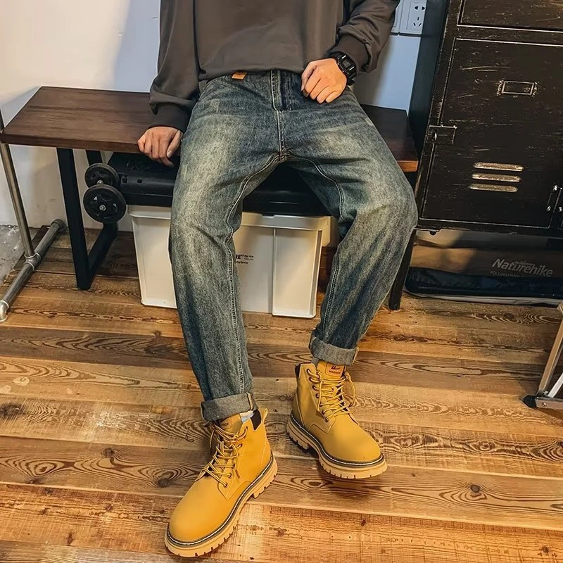 GrogeousBen  Men's American men's classic high quality trend vintage baggy straight do old jeans