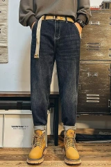 GrogeousBen  Men's  Straight Classic Jeans Male Denim Pants blue jeans For Sale High Quality Street wear Hip Hop custom logo jeans