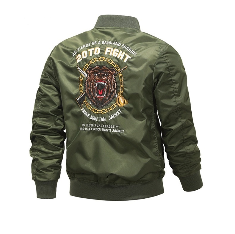 GrogeousBen  Men's Pilot safari varsity Jacket Spring Autumn thin Motorcycle Flight Embroidery Baseball Young Bomber Jacket