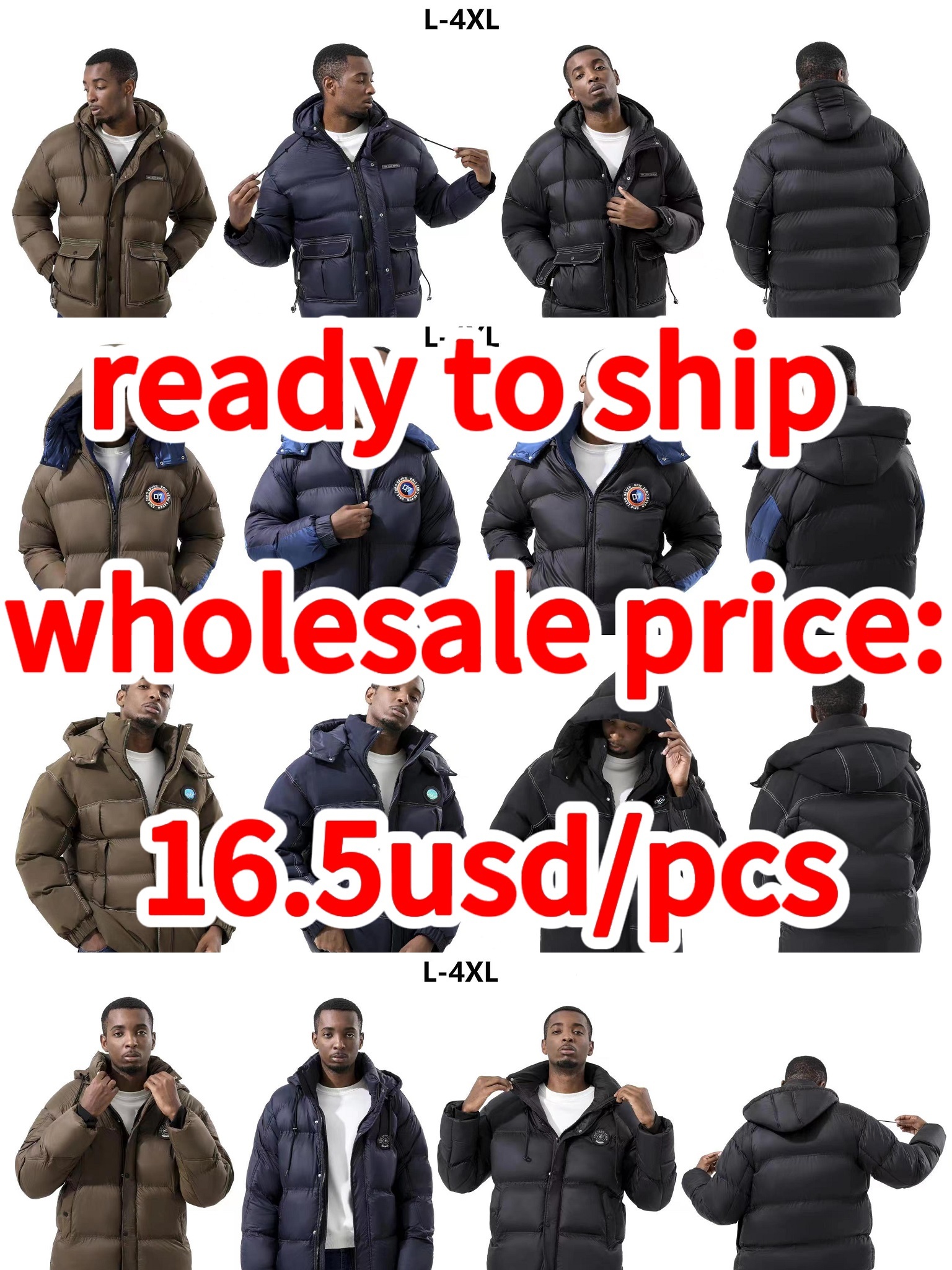 Stocks & ready to ship- Men High-quality Fashion Warm Thickened Solid Color Fluffy Duck Down Men's Down Jacket For Winter