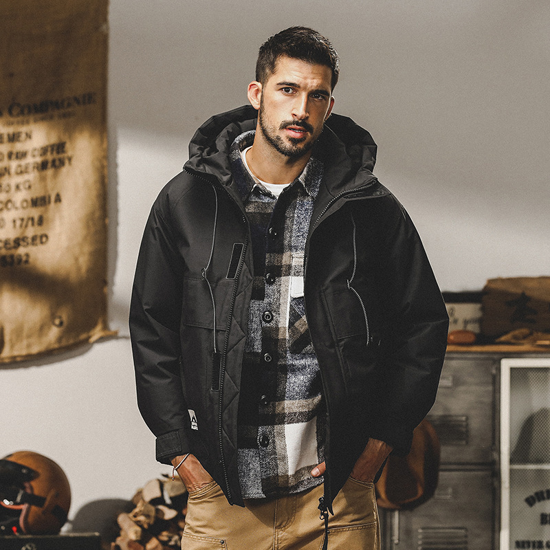 GrogeousBen  Men's Down jacket men's winter loose trend hooded warm thick cargo coat