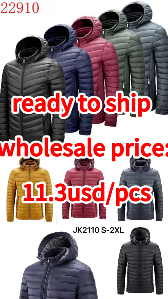 Stocks & ready to ship- Men Hooded Men Puffer Jacket Plus Size Insulated Bubble Coat Winter Outdoor Zipper Coat For Men