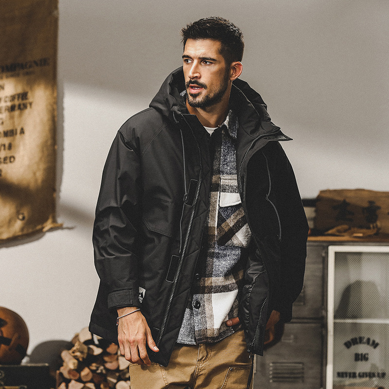 GrogeousBen  Men's Down jacket men's winter loose trend hooded warm thick cargo coat