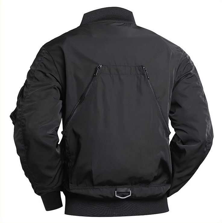 GrogeousBen  Men's Thick winter men stand collar coats High quality pockets racer bike jackets Solid color long sleeves men  jackets