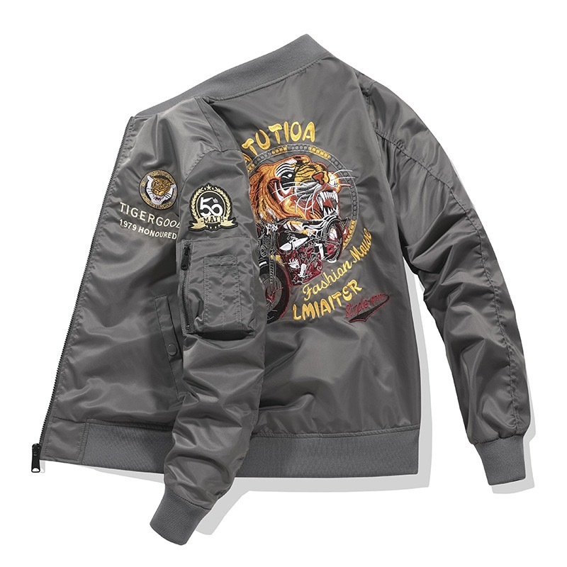 GrogeousBen  Men's  European and American style high quality new fashion thin loose winter iacket men bomber stand collar jacket