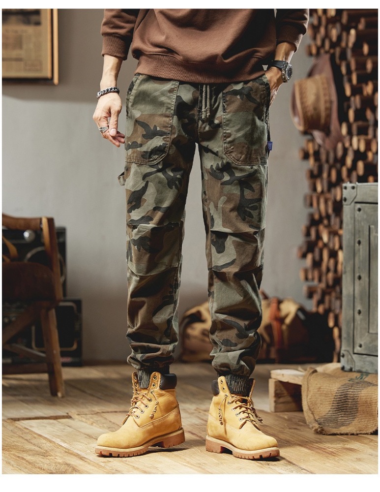 GrogeousBen  Men's autumn Cargo pants Men's multi pocket loose student casual pants Men's bound work pants Sports