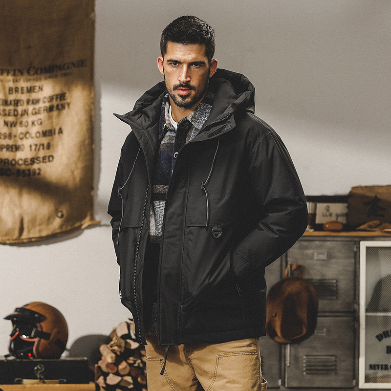 GrogeousBen  Men's Down jacket men's winter loose trend hooded warm thick cargo coat