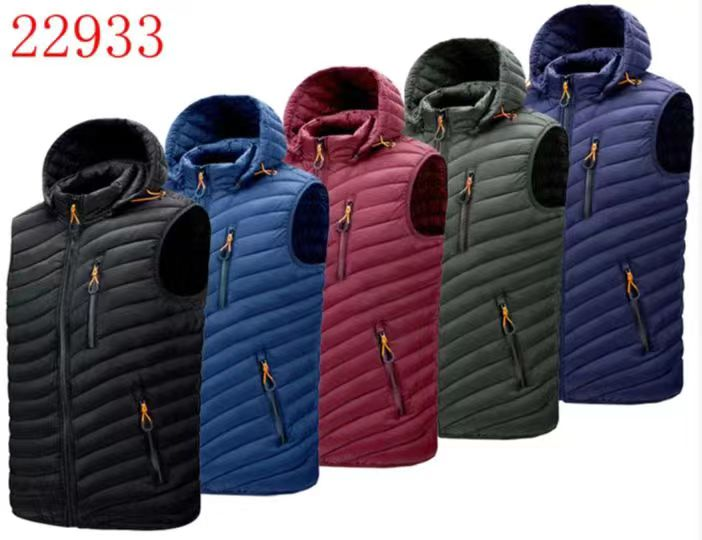 Stocks & ready to ship- Men vest sports winter jacket waistcoat standing collar padding jacket large-size vest