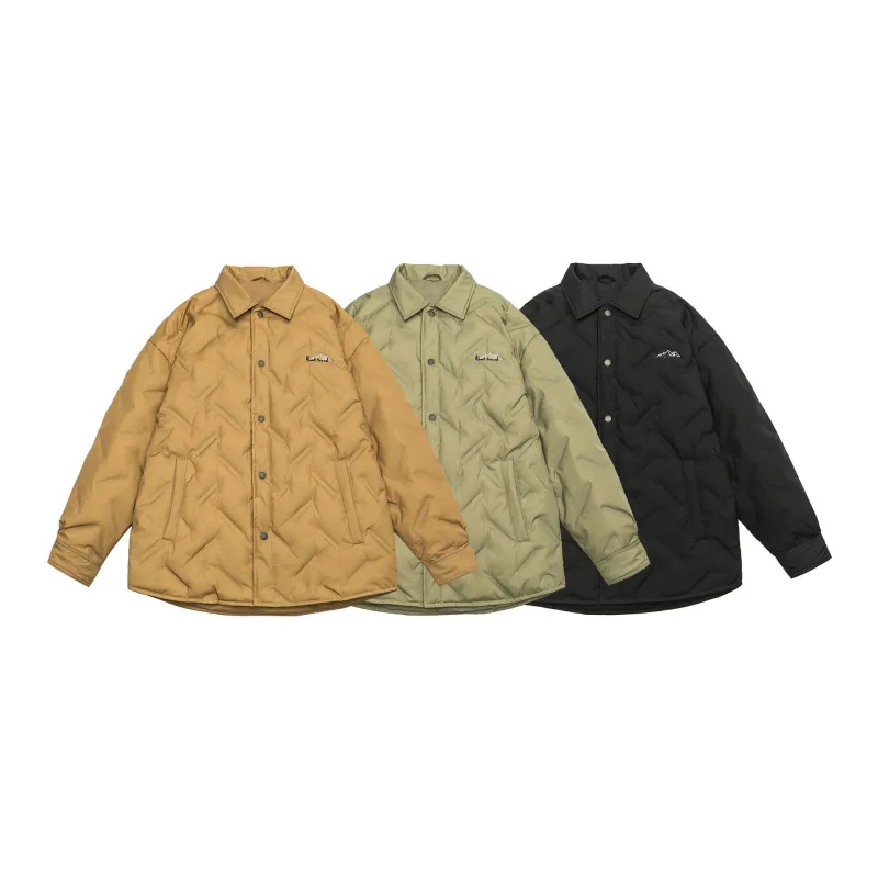 GrogeousBen  Unisex Embroidered Plaid Down Jacket for Men with Collar, New Winter Lightweight and Comfortable Loose Warm Coat.