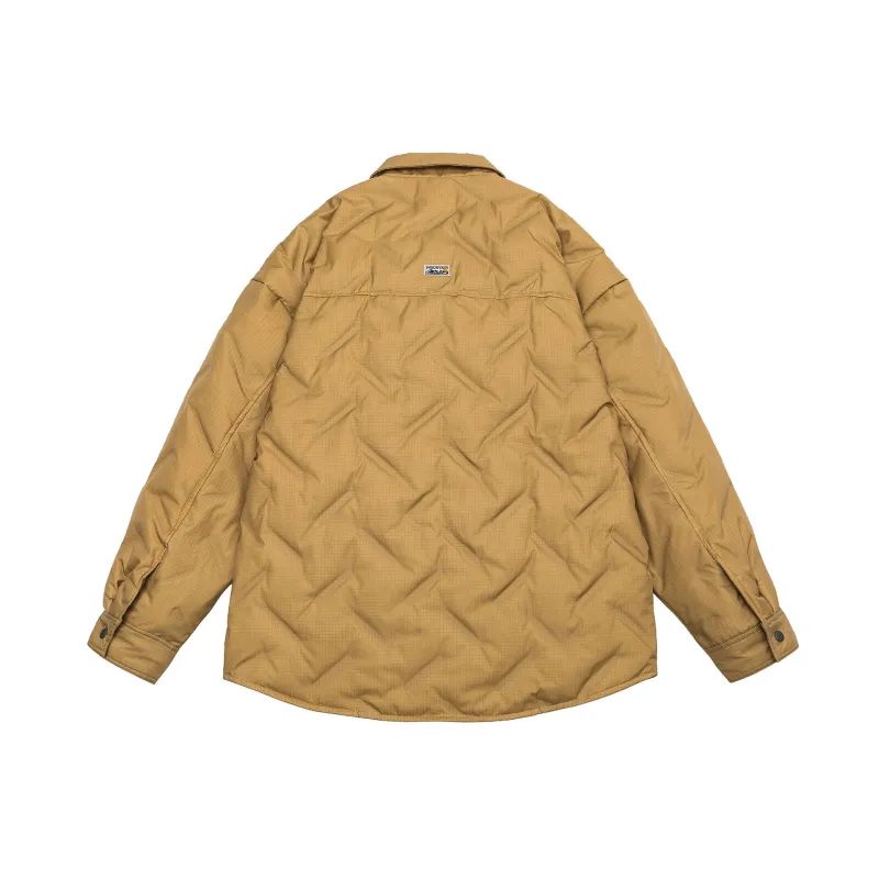 GrogeousBen  Unisex Embroidered Plaid Down Jacket for Men with Collar, New Winter Lightweight and Comfortable Loose Warm Coat.