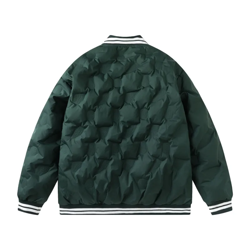 GrogeousBen  Unisex Winter  trendy design sense light and thin down jacket men thick loose couple baseball jacket coat.