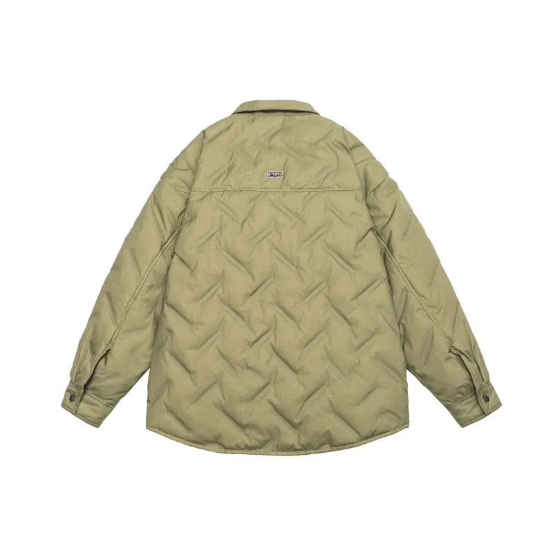 GrogeousBen  Unisex Embroidered Plaid Down Jacket for Men with Collar, New Winter Lightweight and Comfortable Loose Warm Coat.