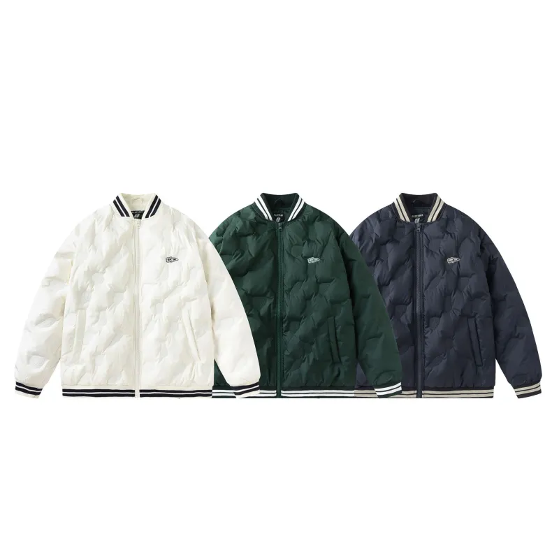 GrogeousBen  Unisex Winter  trendy design sense light and thin down jacket men thick loose couple baseball jacket coat.