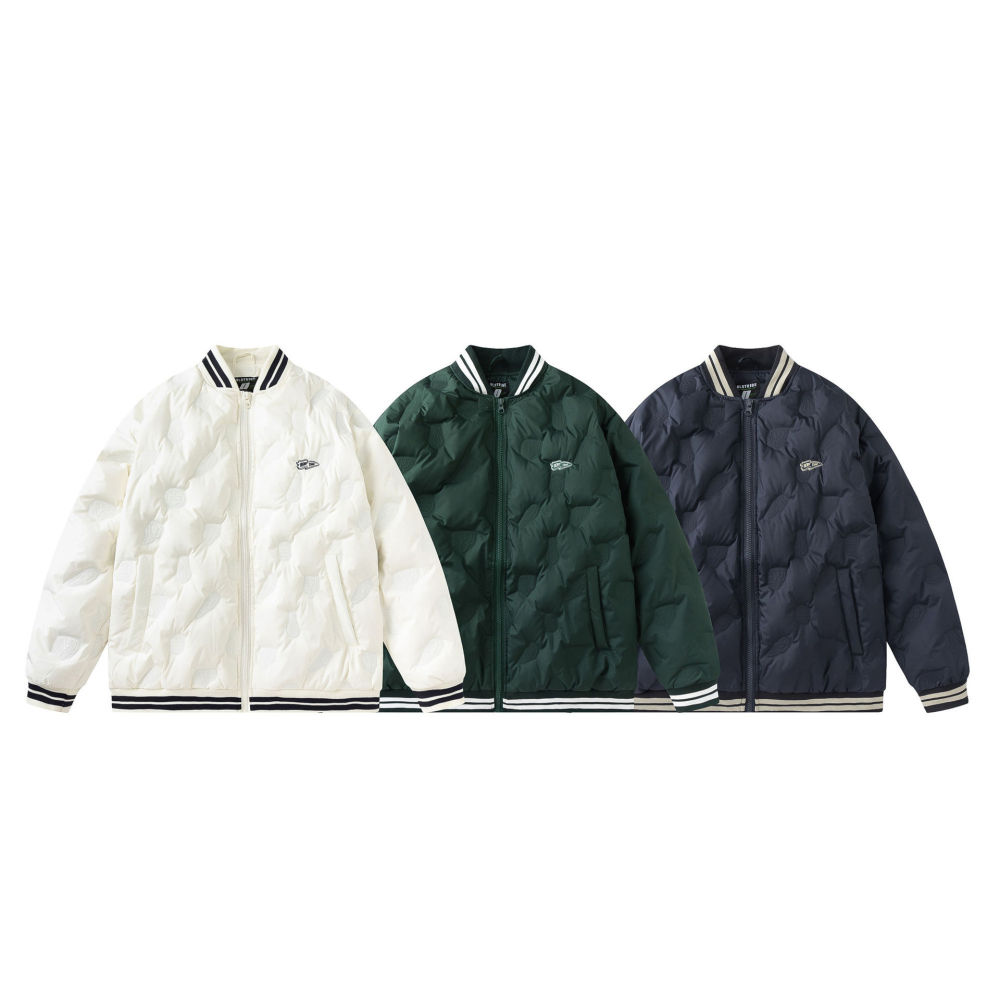 GrogeousBen  Unisex Winter  trendy design sense light and thin down jacket men thick loose couple baseball jacket coat.