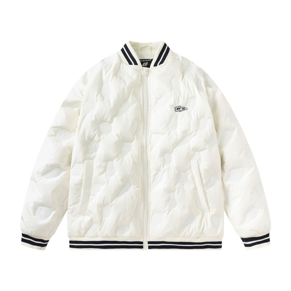 GrogeousBen  Unisex Winter  trendy design sense light and thin down jacket men thick loose couple baseball jacket coat.