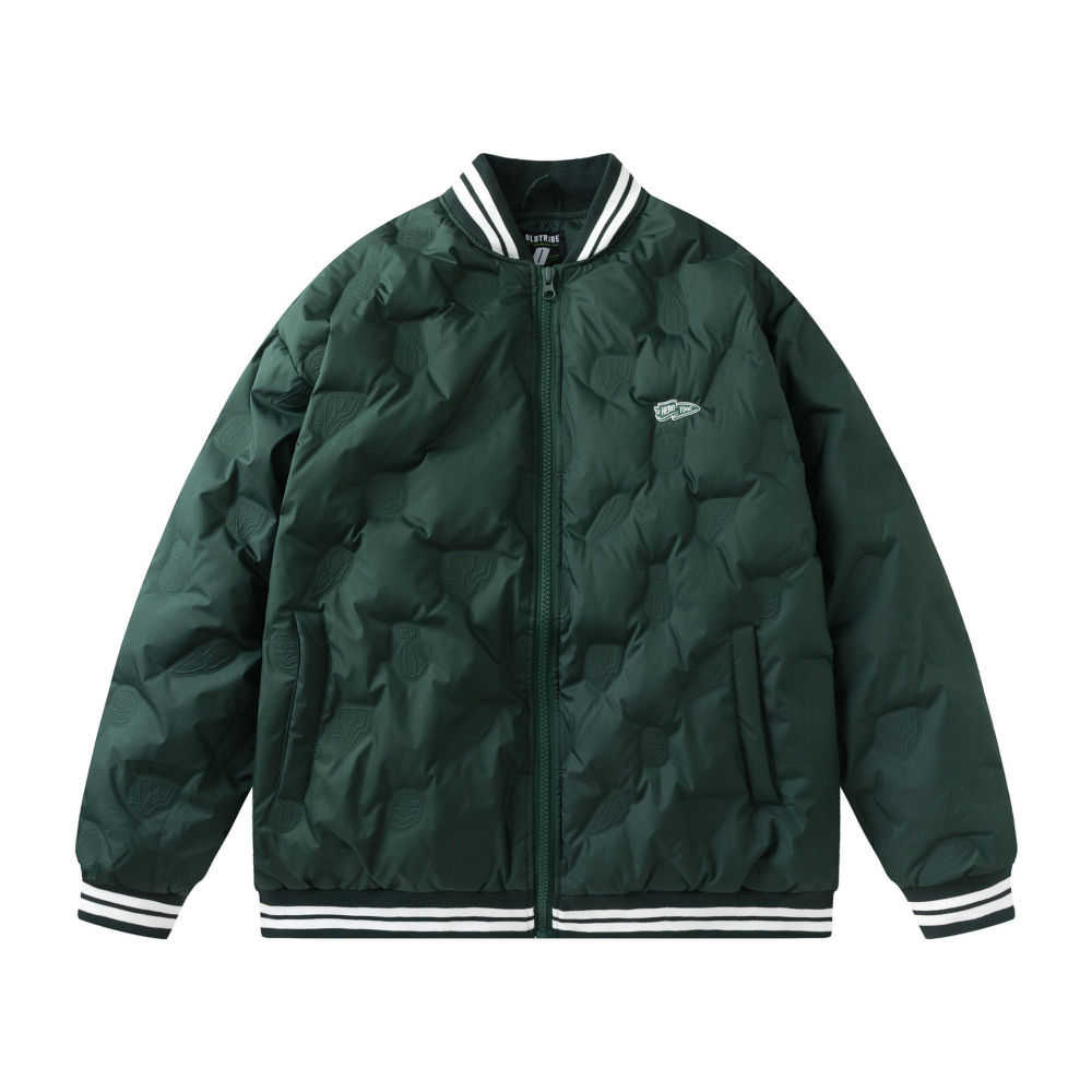 GrogeousBen  Unisex Winter  trendy design sense light and thin down jacket men thick loose couple baseball jacket coat.