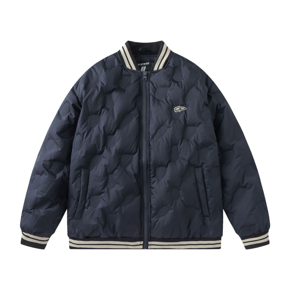 GrogeousBen  Unisex Winter  trendy design sense light and thin down jacket men thick loose couple baseball jacket coat.