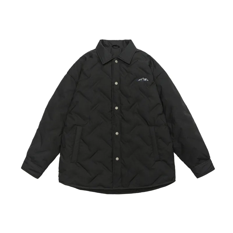 GrogeousBen  Unisex Embroidered Plaid Down Jacket for Men with Collar, New Winter Lightweight and Comfortable Loose Warm Coat.