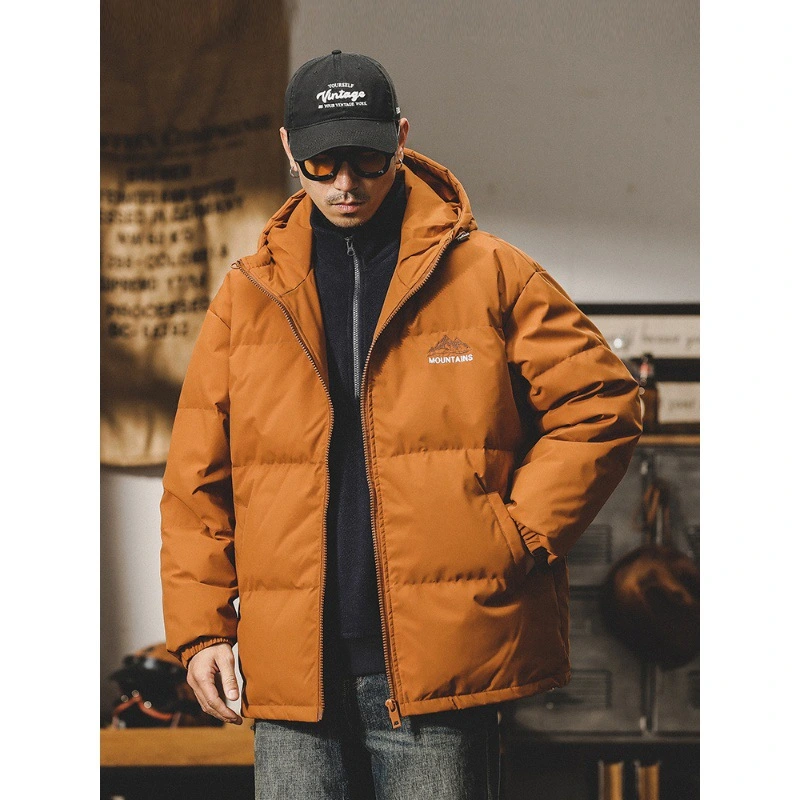 GrogeousBen  Men's Men's winter down jacket, loose fit, hooded, short style, American style brand, thick and warm outerwear for men.