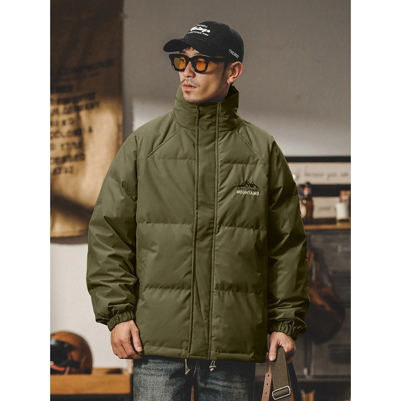GrogeousBen  Men's Men's winter down jacket, loose fit, hooded, short style, American style brand, thick and warm outerwear for men.