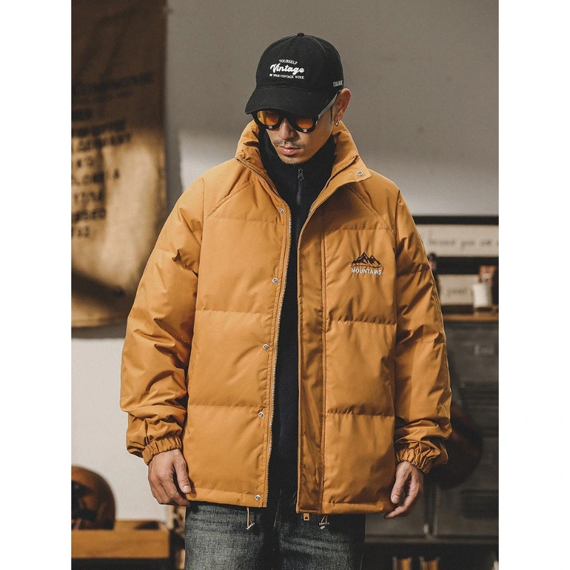 GrogeousBen  Men's Men's winter down jacket, loose fit, hooded, short style, American style brand, thick and warm outerwear for men.