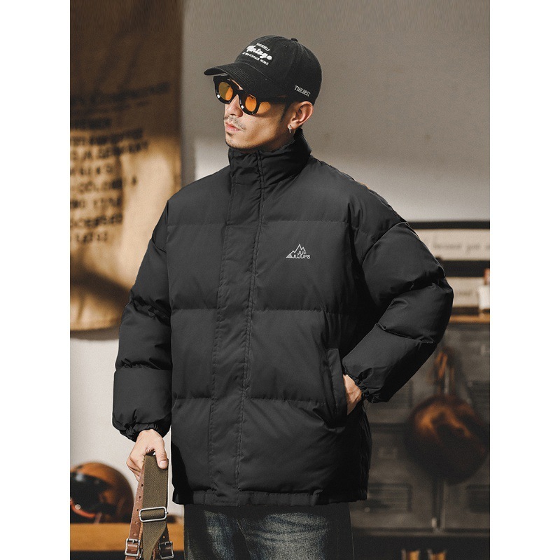 GrogeousBen  Men's Thickened warm cotton coat for men, loose trendy bread service, autumn and winter American-style cold-proof jacket.