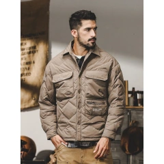 GrogeousBen  Men's Light and thin shirt collar down jacket for men, loose and trendy, warm and protective, down work jacket outerwear for winter.
