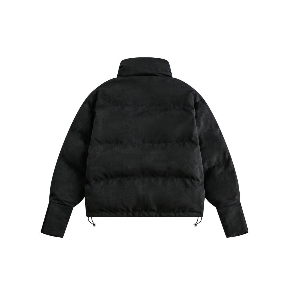 GrogeousBen  Unisex High street winter warm pure color thickened bread coat loose elderly cotton padded jacket men and women trendy brand outerwear.