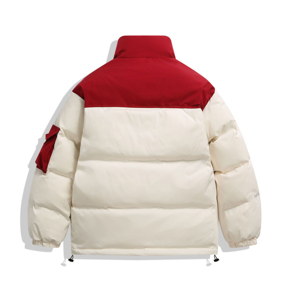 GrogeousBen  Unisex  winter stand collar spliced workwear down cotton jacket men's thickened bread coat high-end cotton overcoat