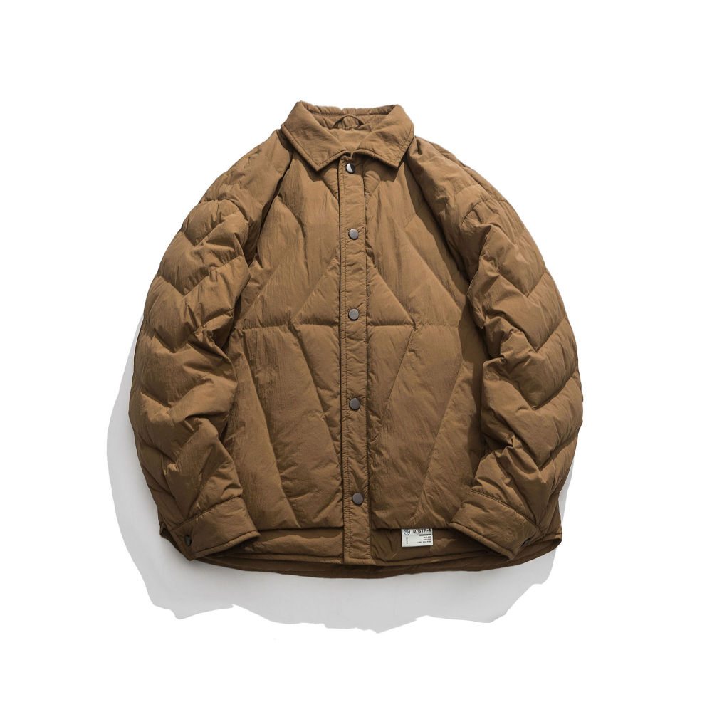 GrogeousBen  Unisex American retro winter design sense original down jacket thick warm white duck down light and versatile.