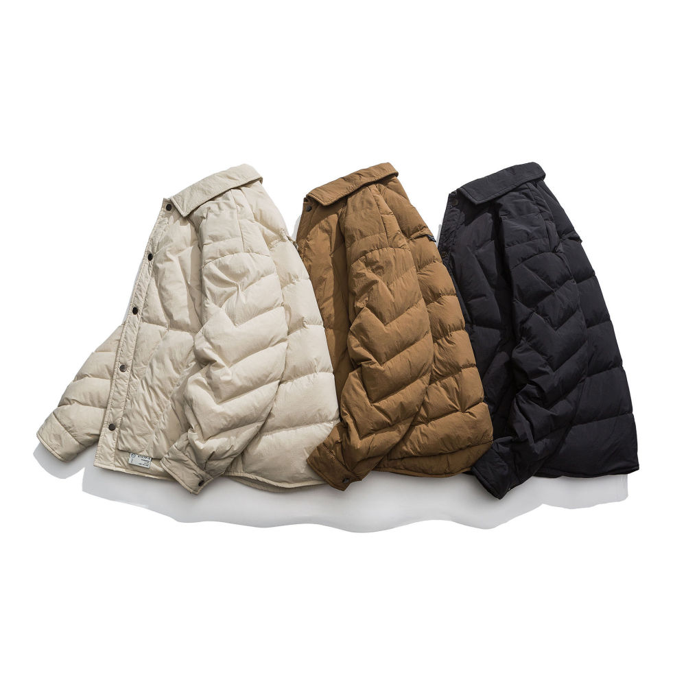 GrogeousBen  Unisex American retro winter design sense original down jacket thick warm white duck down light and versatile.