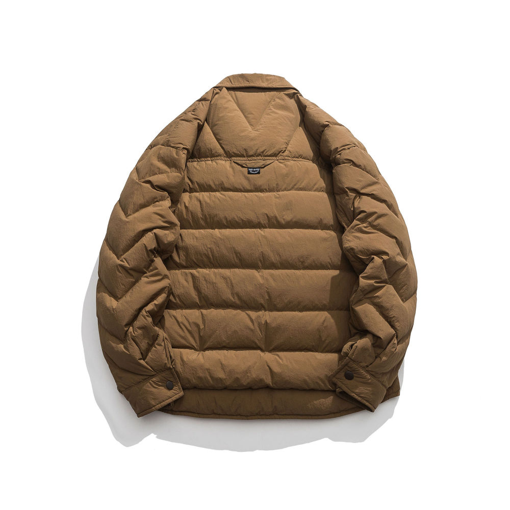 GrogeousBen  Unisex American retro winter design sense original down jacket thick warm white duck down light and versatile.