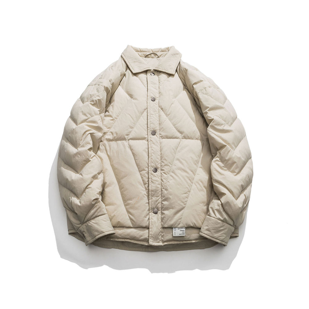 GrogeousBen  Unisex American retro winter design sense original down jacket thick warm white duck down light and versatile.