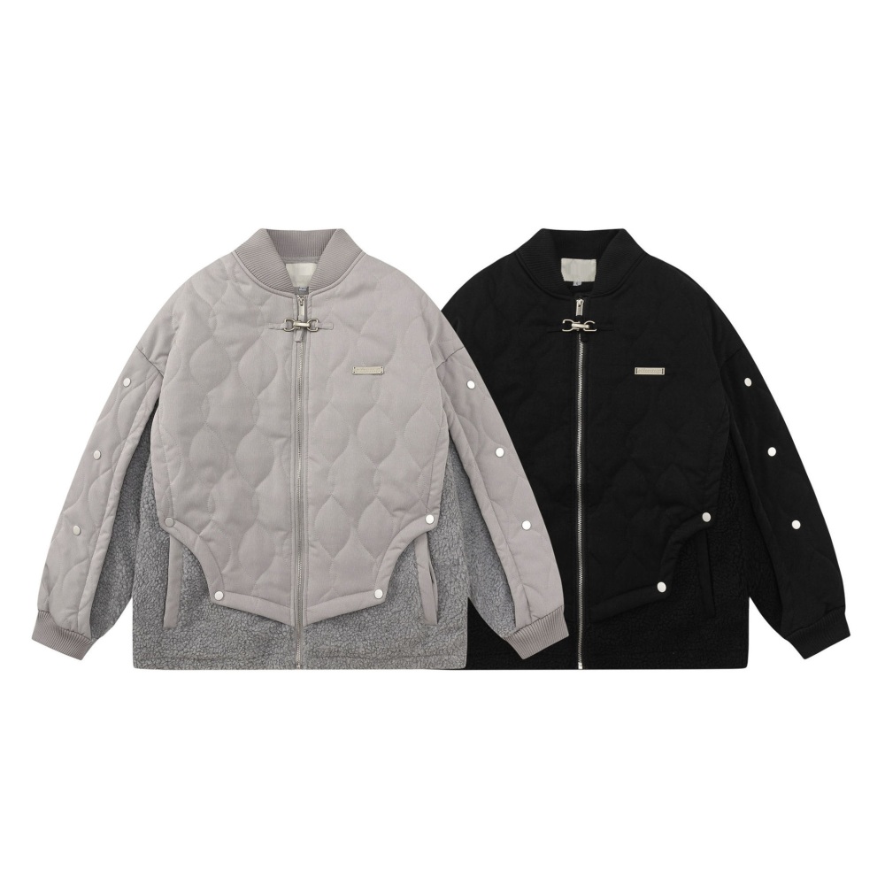 GrogeousBen  Unisex Winter American style baseball jacket cotton coat Loose and thick coat for warmth and leisure.