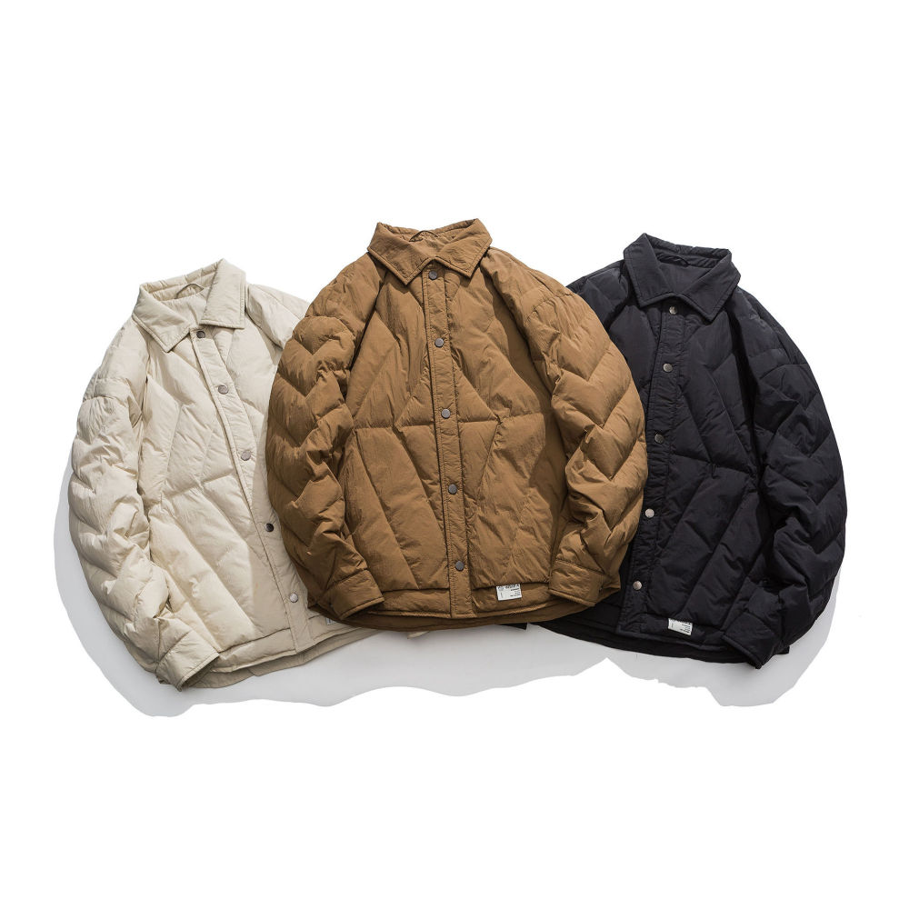 GrogeousBen  Unisex American retro winter design sense original down jacket thick warm white duck down light and versatile.
