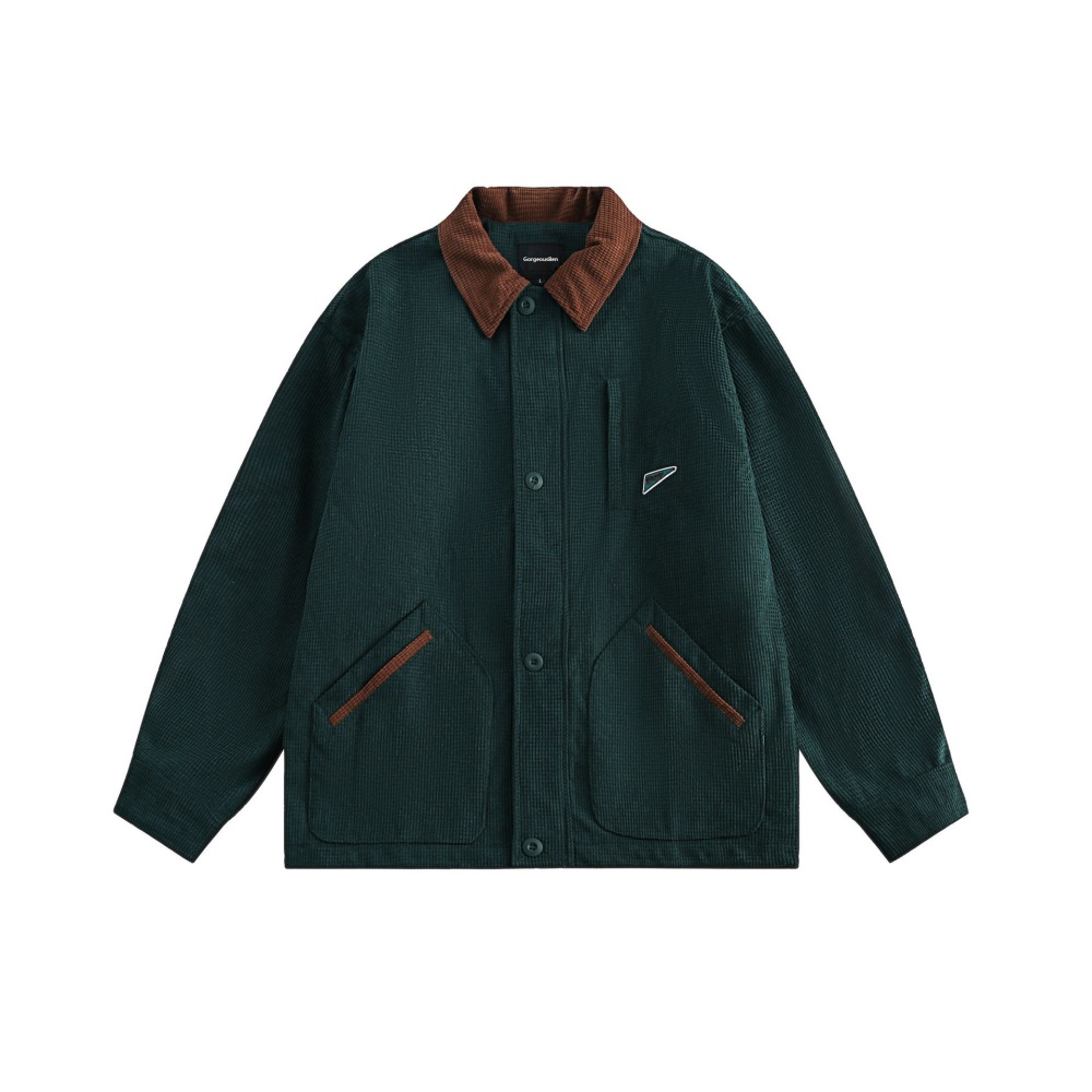 GrogeousBen  Unisex Autumn new corduroy workwear Detroit jacket men multi-pocket waffle grid Japanese retro coat.