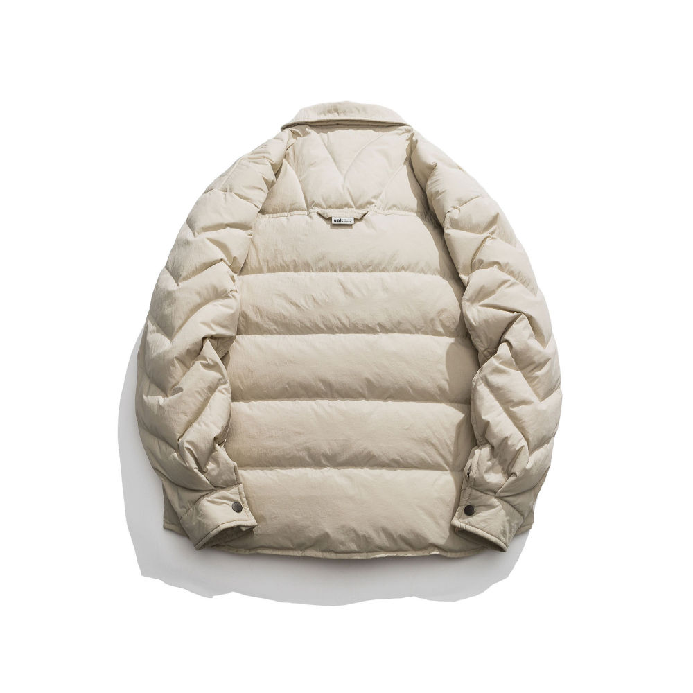 GrogeousBen  Unisex American retro winter design sense original down jacket thick warm white duck down light and versatile.